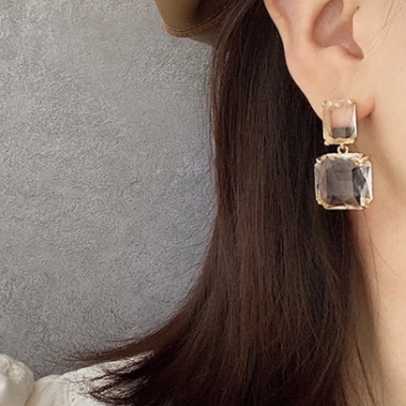 Gold  plated earrings shiny crystal earrings drop earrings - Picture 2 of 4